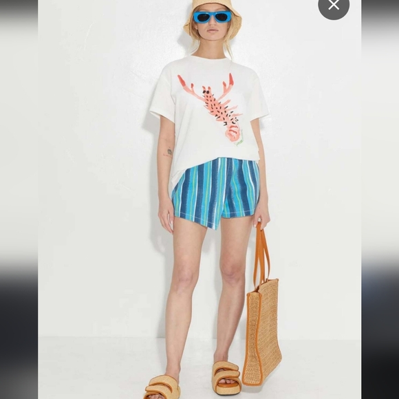 Lulu's Blue Gray Stripe Linen Skort Size Medium - Picture 8 of 8